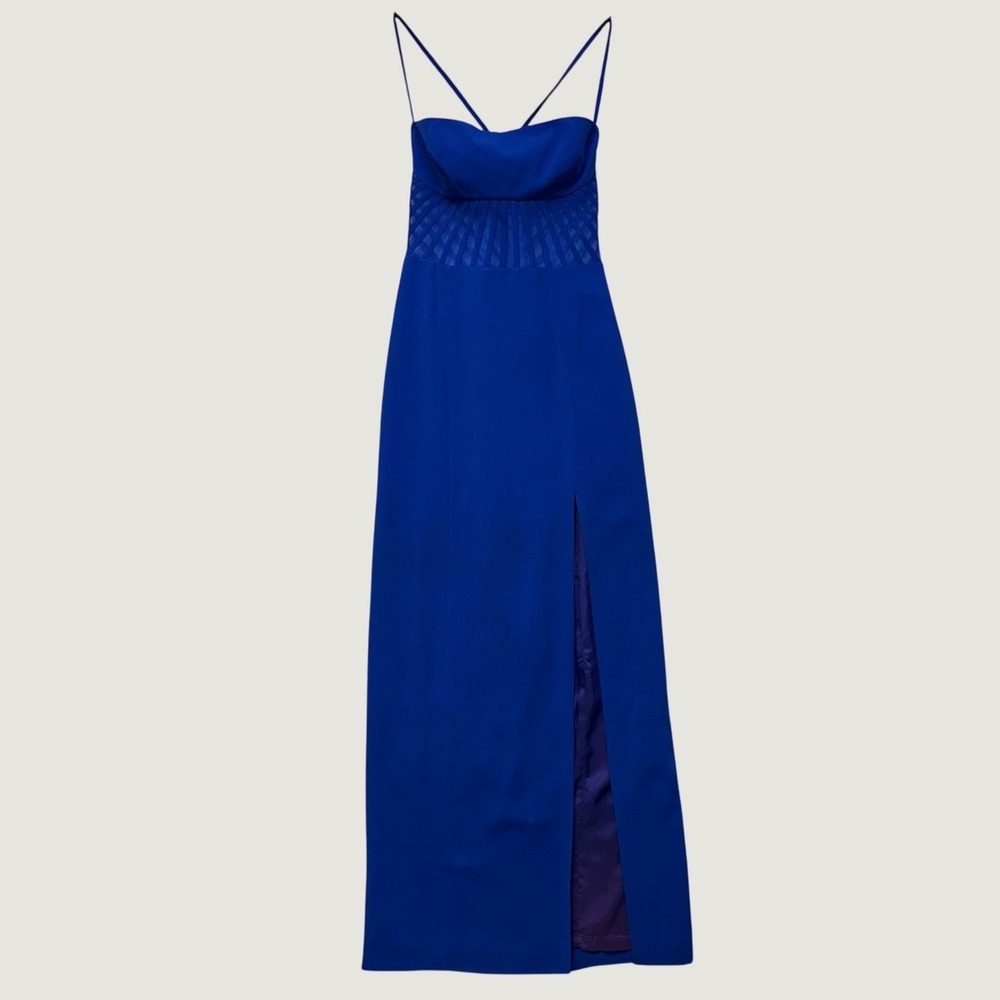 Vintage Nah Nah Collection Gown Womens 8 Royal Blue NWT Mesh Corset Open‎ Back